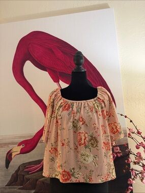 LOFT Pink Floral Peasant Blouse